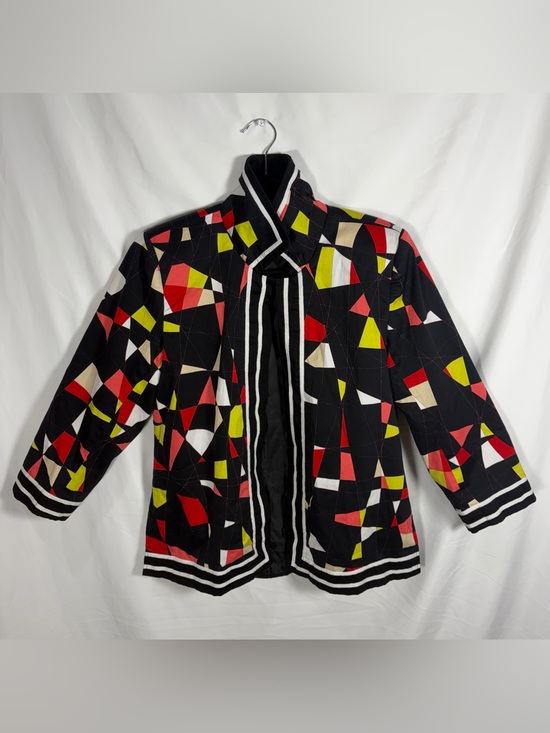 Victor Costa Jackets & Blazers - VINTAGE Victor Costa Occasions Open-Front Blazer Geometric 3/4 Sleeve Size L